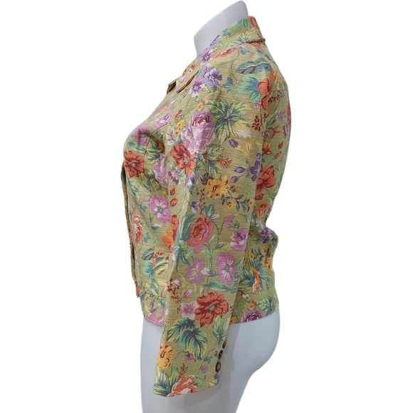 Coldwater Fall Floral Blazer Women's Sz M Floral Tweed Jacket - Picture 2 of 10